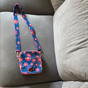 Vibrant Blue and Pink Floral Crossbody Bag